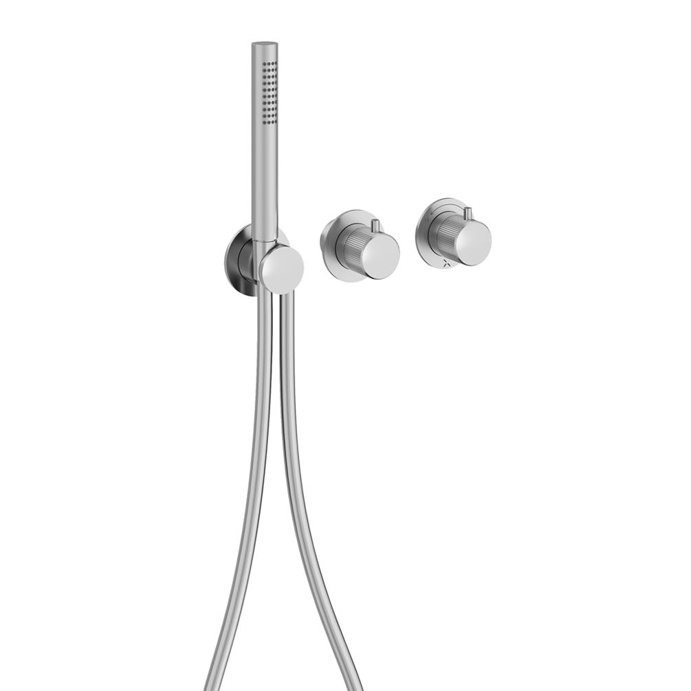 Cutout image of Crosswater Module 3ONE6 Stainless Steel Triple Outlet Shower Valve & Handset